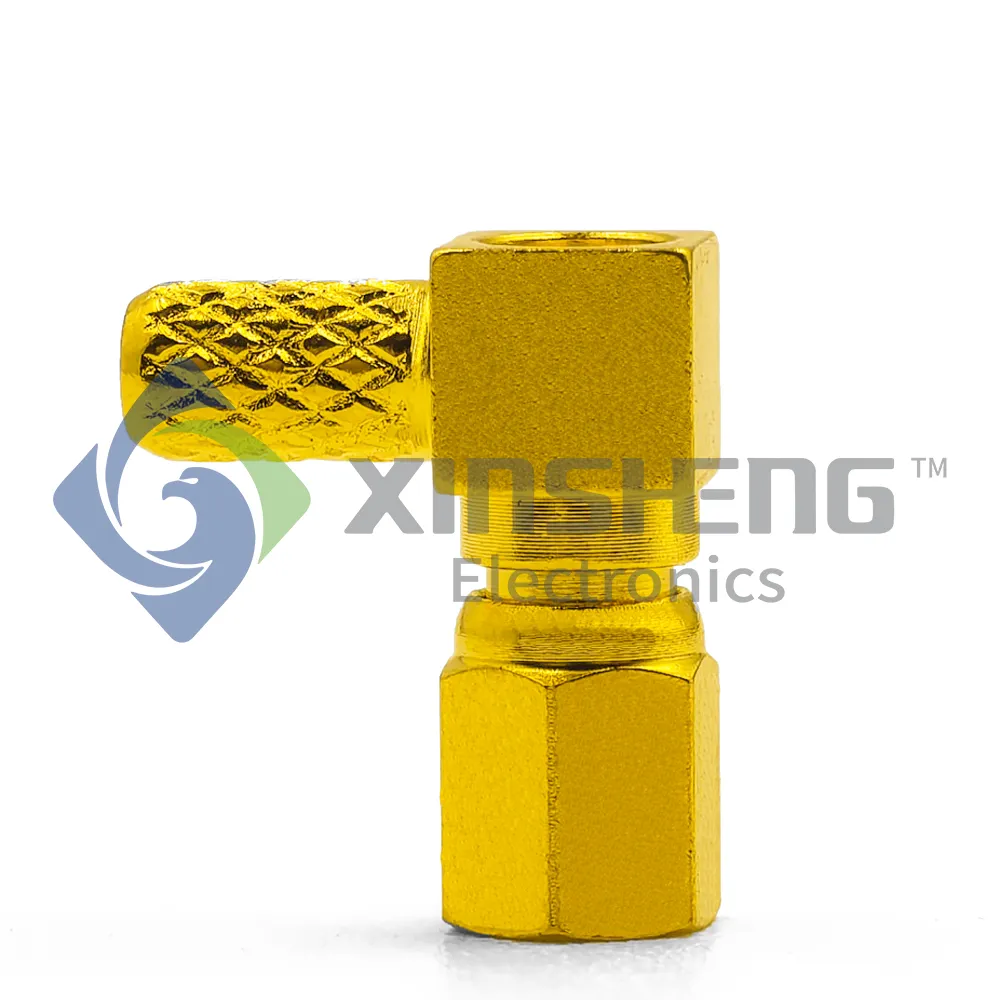 SSMC Female Right Angle Coax Connector Gold Plated (Crimp Type) for RG316DS & Similar Cables